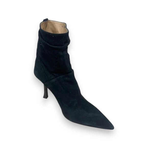 Hugo Boss Vivian Bootie 90-S Women’s Black Suede Heels Size 8 EU 38 MSRP $399